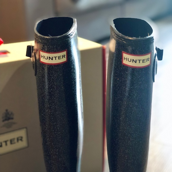Hunter boots, black sparkle, size 6, like-new - Picture 2 of 2